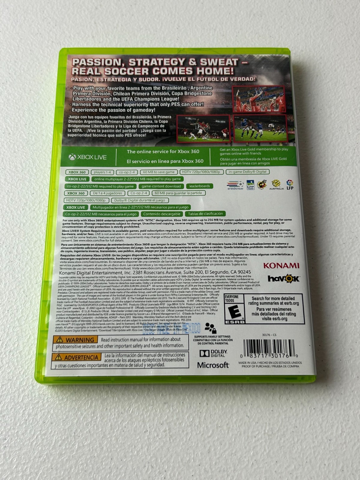 XBOX 360- PES 2014 PRO EVOLUTION SOCCER- COMPLETE W/ MANUAL