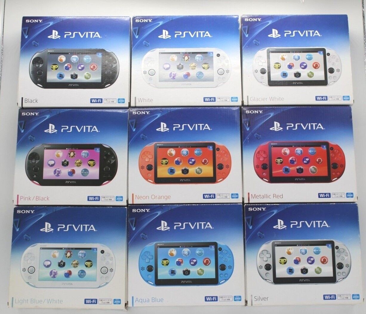 PS Vita PCH-2000 Console Various Colors PSV Slim Box Accessory Complete Mint