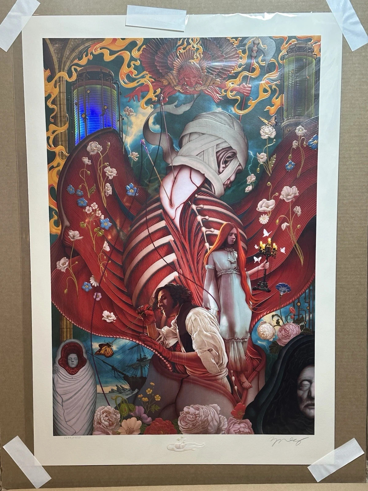 James Jean Frankenstein Poster Signed Art Print Del Toro SOLD OUT Embossed Mondo