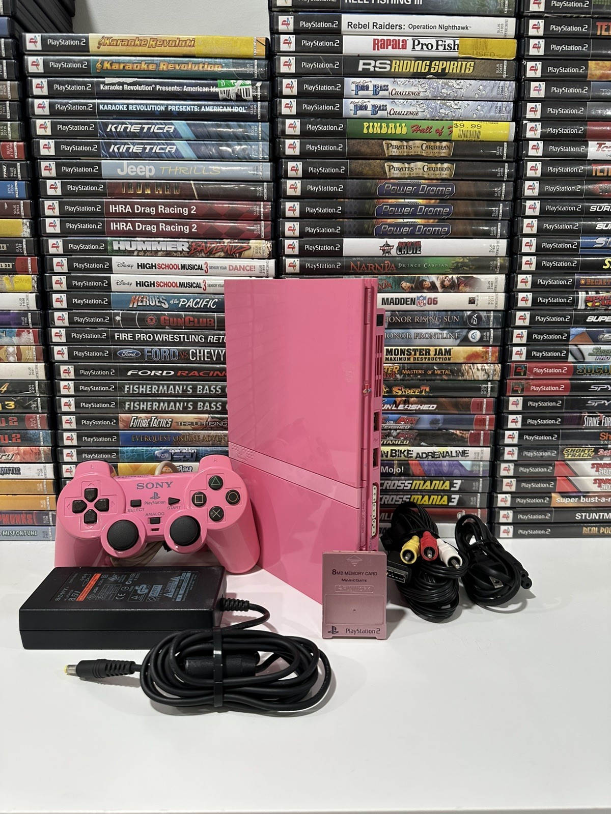 Sony PlayStation 2 Pink Slim OEM Bundle– Clean, Tested, Ready to Play + 2 Games