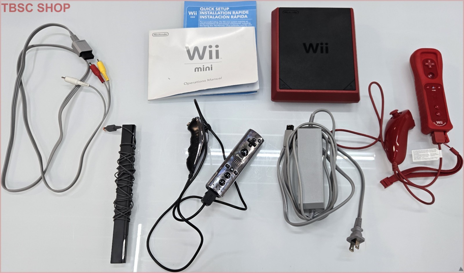 Nintendo Wii mini Red & Black Console With Mario Kart Extra Controller