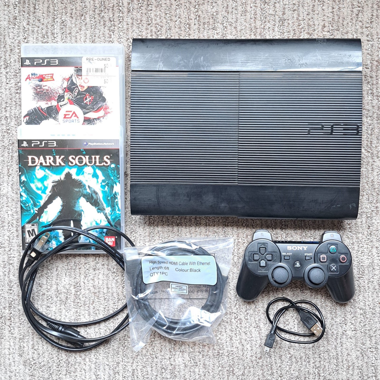 PlayStation 3 PS3 Super Slim 4301a Console Bundle w/ 1 Sony Controller, 2 Games✅
