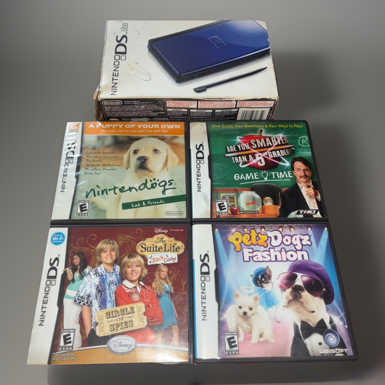 NINTENDO DS LITE SYSTEM COBALT BLUE BLACK CONSOLE ORIGINAL BOX USG-001
