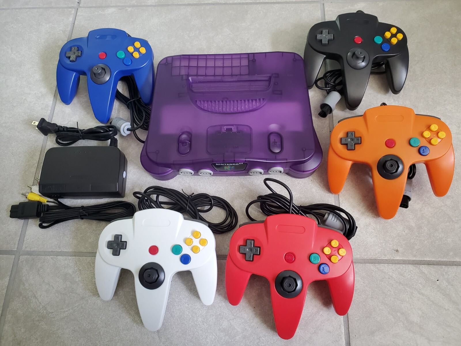 clear purple Nintendo 64 N64 Console Controllers Games Bundle Lot TESTED