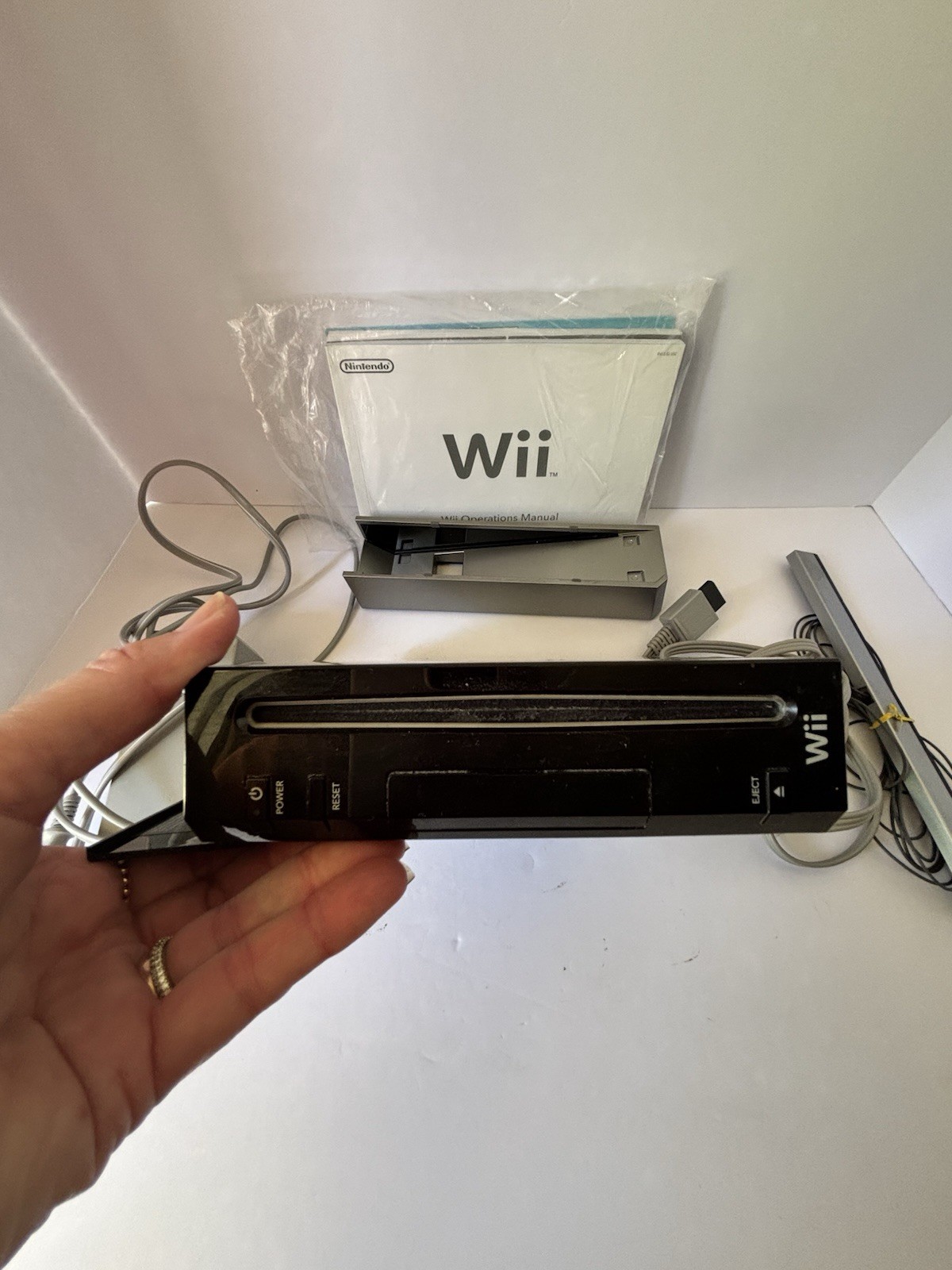 Nintendo Wii Console Model #rvl 001, Plug Rvl 002, Sensor Bar Rvl 034, Cord