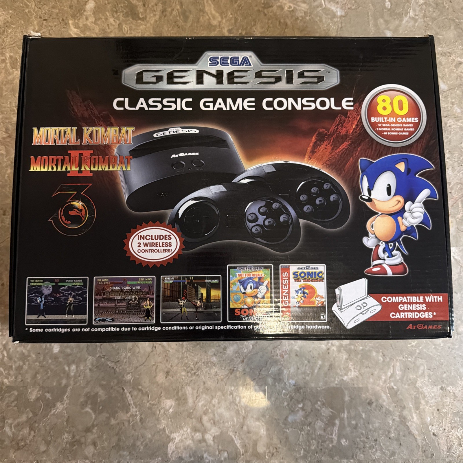 SEGA GENESIS Classic Video Game System 80 Games Sonic Mortal Kombat Sealed