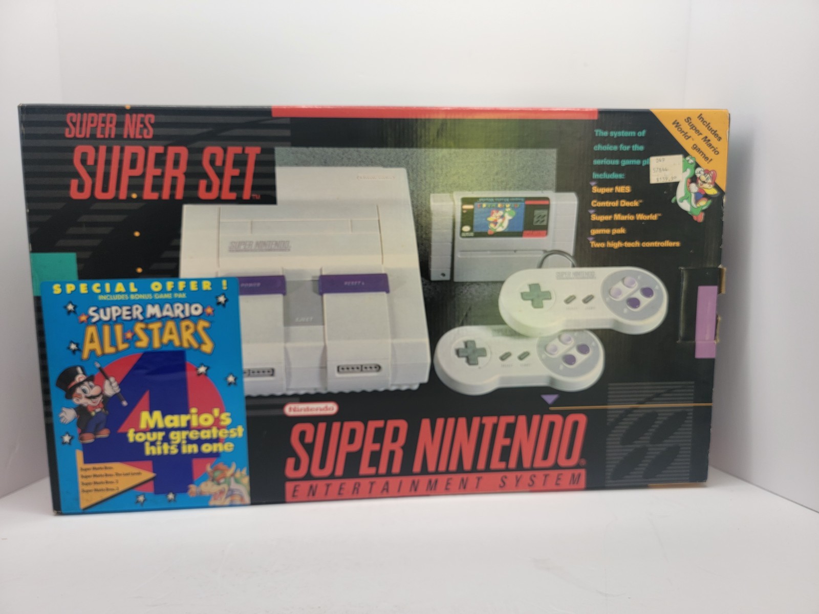 Nintendo Super NES Super Set Console Super Mario World/Mario All Stars in Box