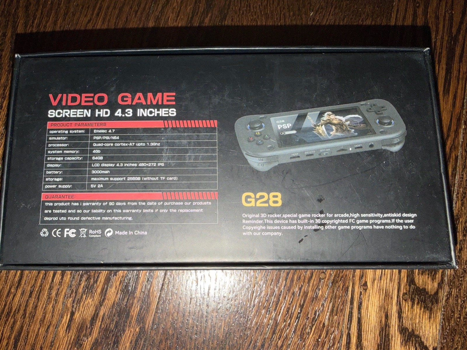 G28 Retro Handheld Video Game Console Linux System 4.3 Inch IPS Screen Portable