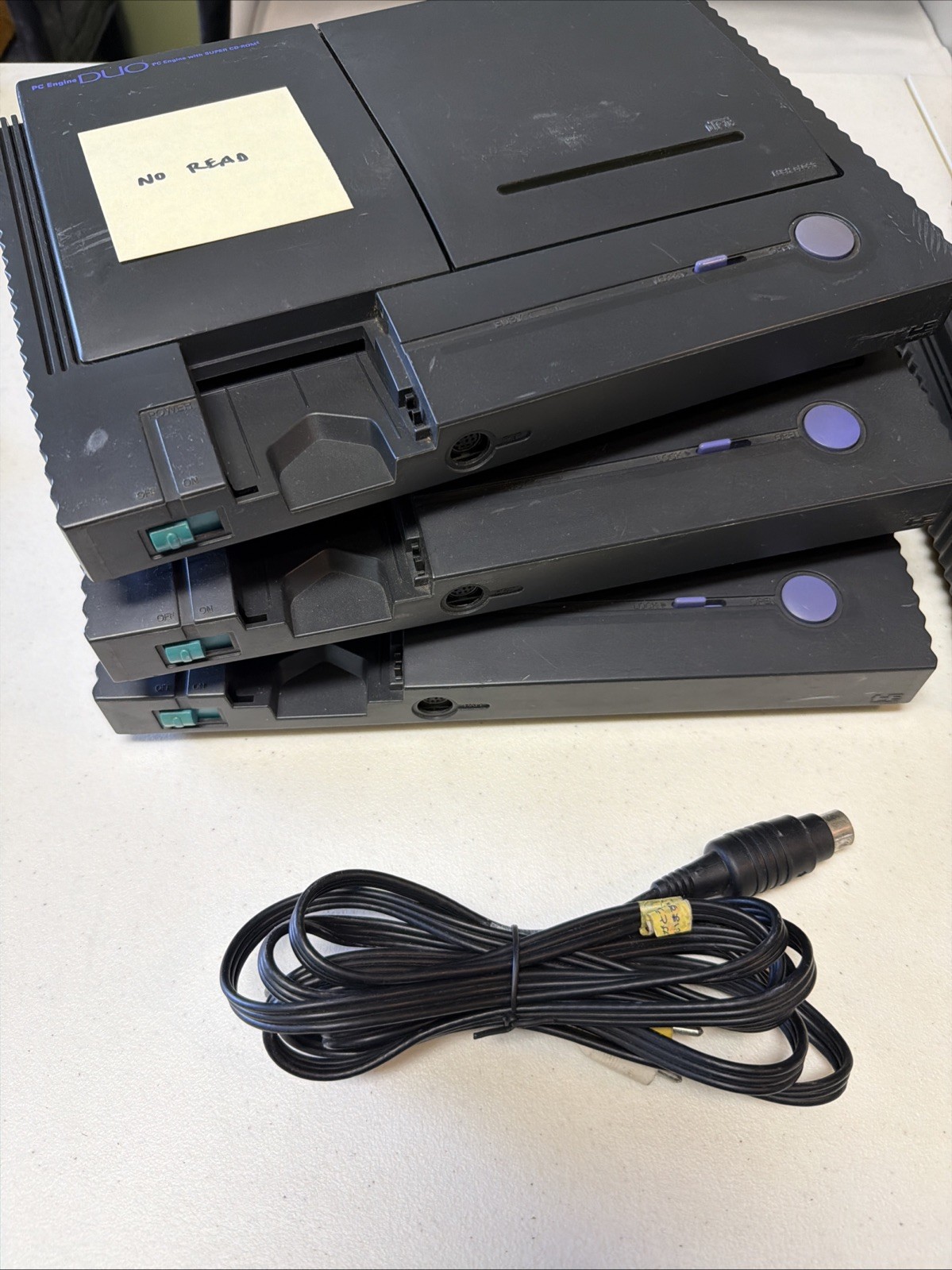 (6) PC-Engine JUNK DUO Console System Lot “Not Working”, HuCard works, no cd
