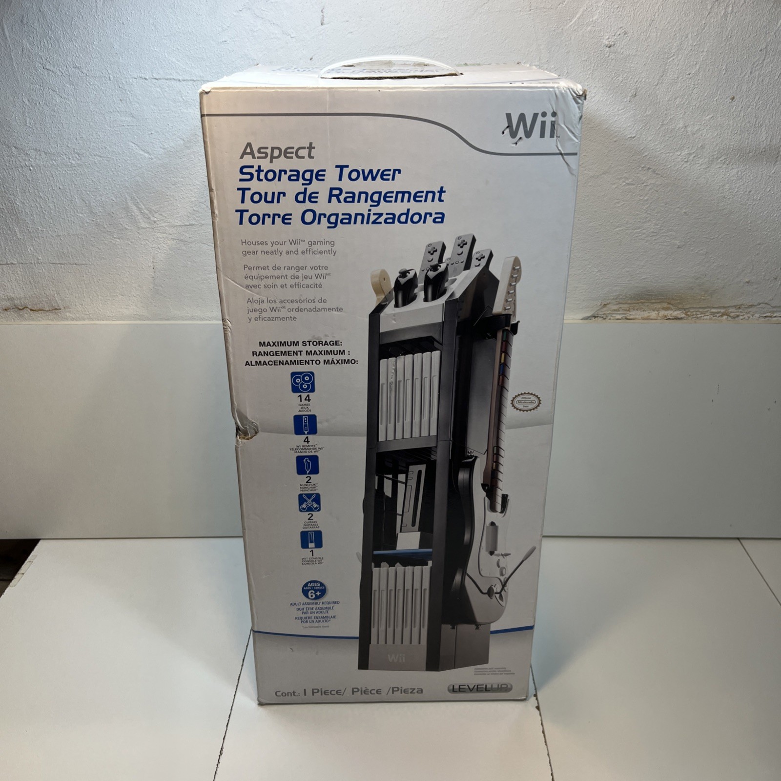 Nintendo Wii 2010 Black Storage Tower Level Up Aspect Gaming Open Box