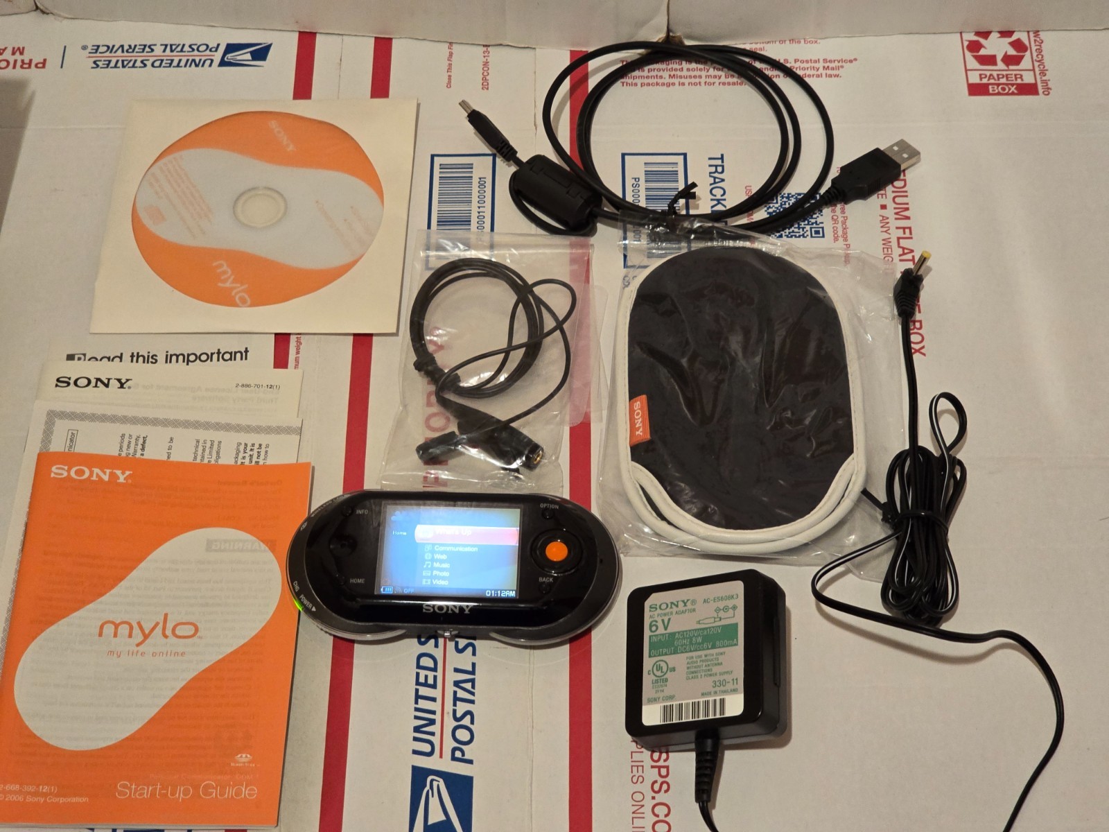 Retro Sony Mylo COM-1 Black Complete Tested w/ Box Charger Manuals Accessories