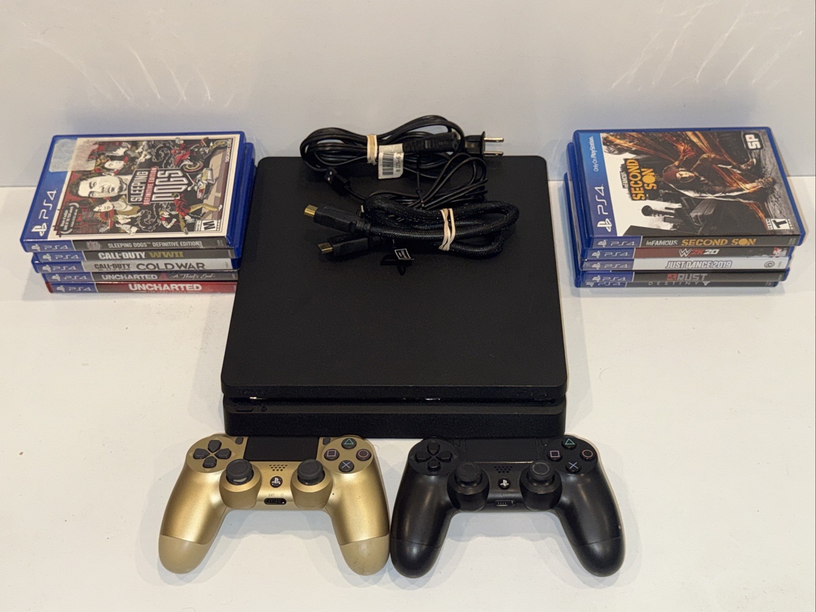 Sony PS4 Slim 1TB Console Bundle 2 Controllers 10 Games FW 12.02 Tested