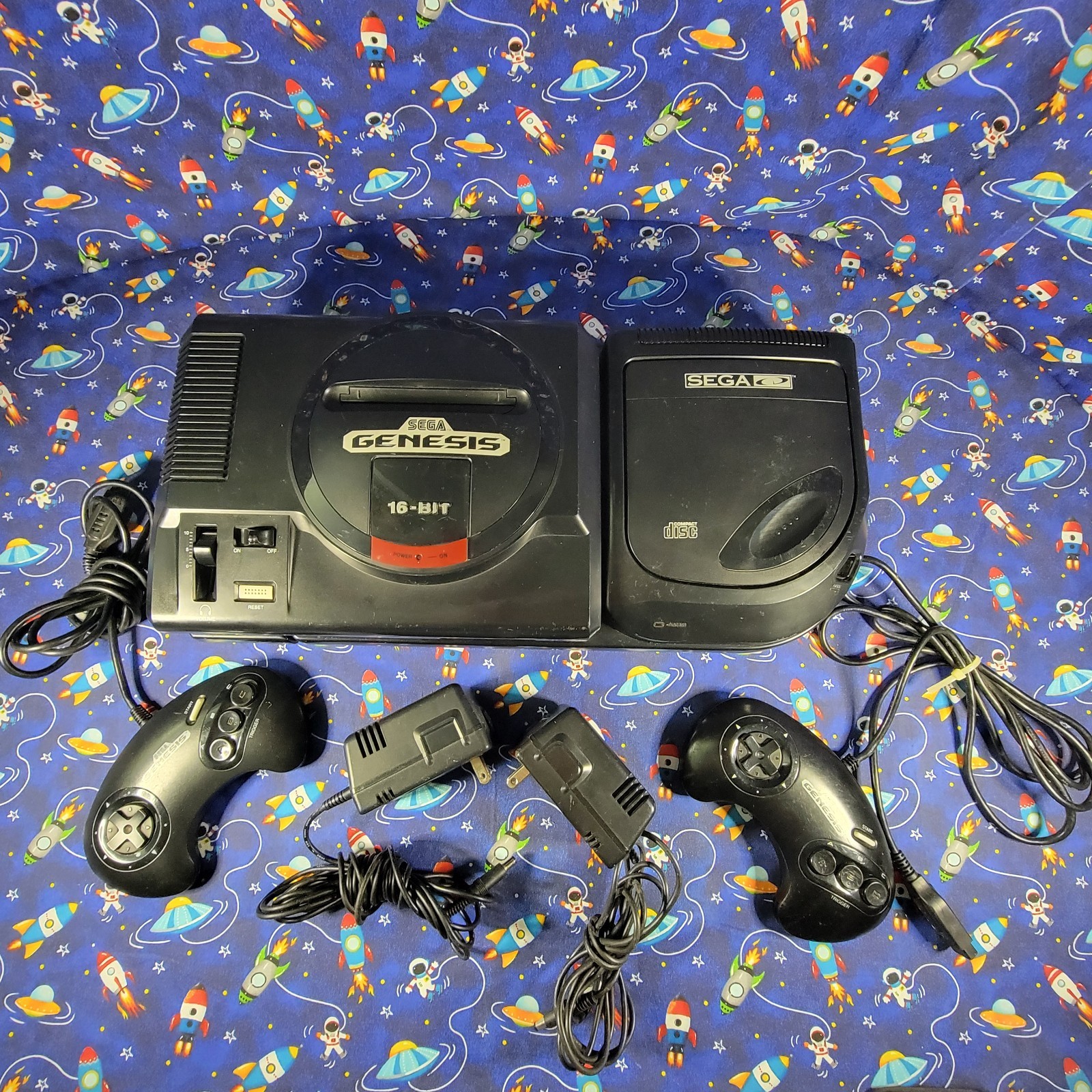 Vintage Sega CD Console With Sega Genesis Controller & Accessories *READ*