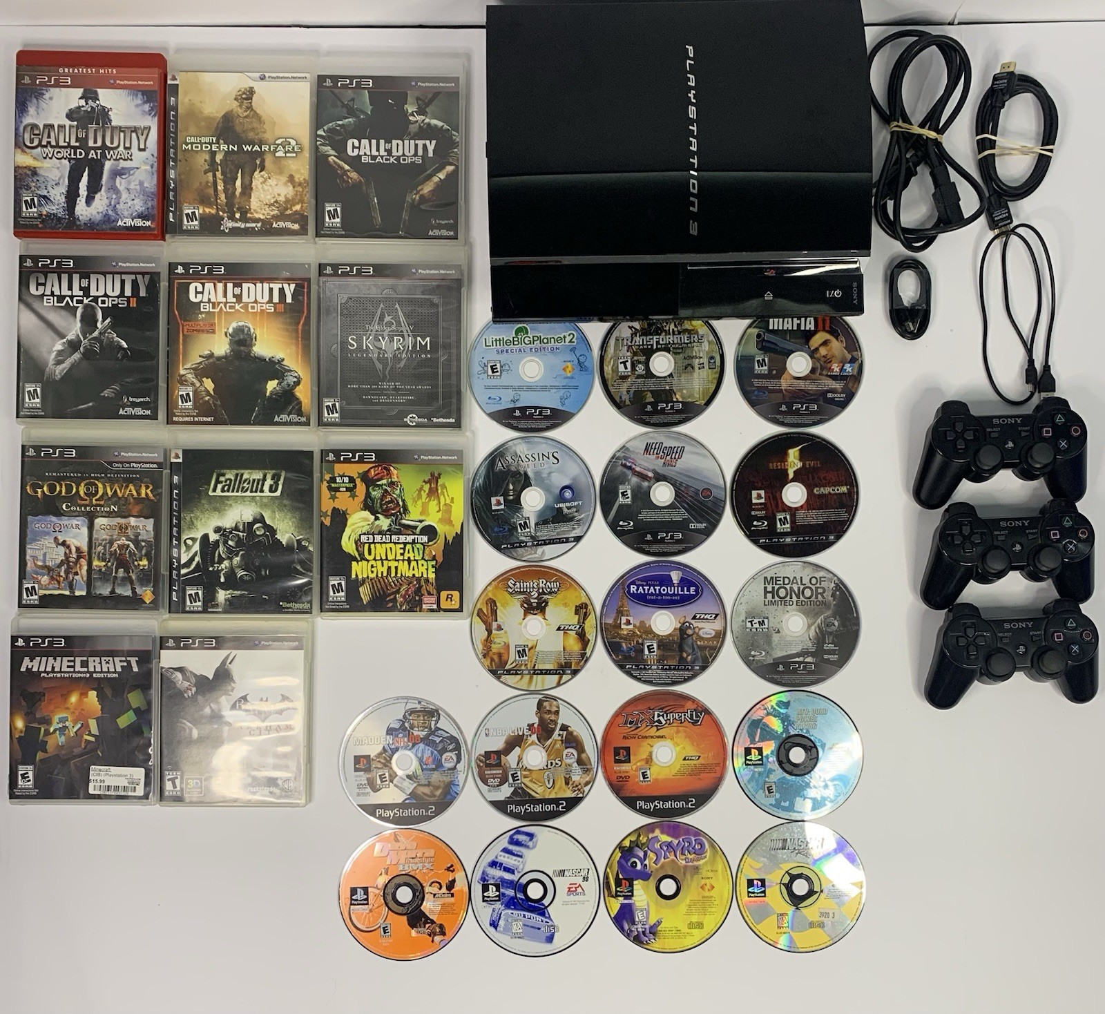 Sony PlayStation 3 CECHA01 60GB Backwards Compatible Huge Bundle Tested Working
