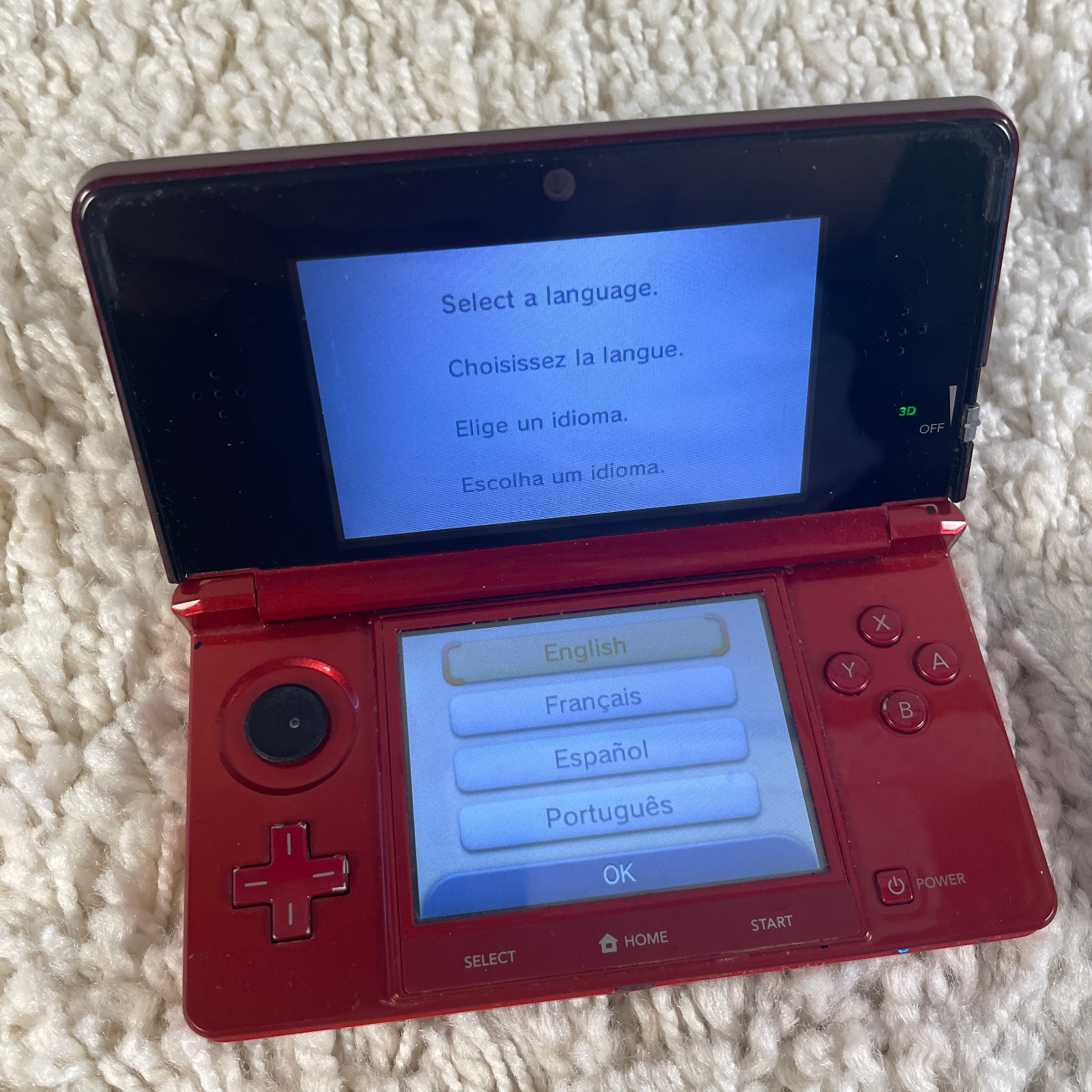 Nintendo 3DS Flame Red Handheld Console System CTR-001 Tested