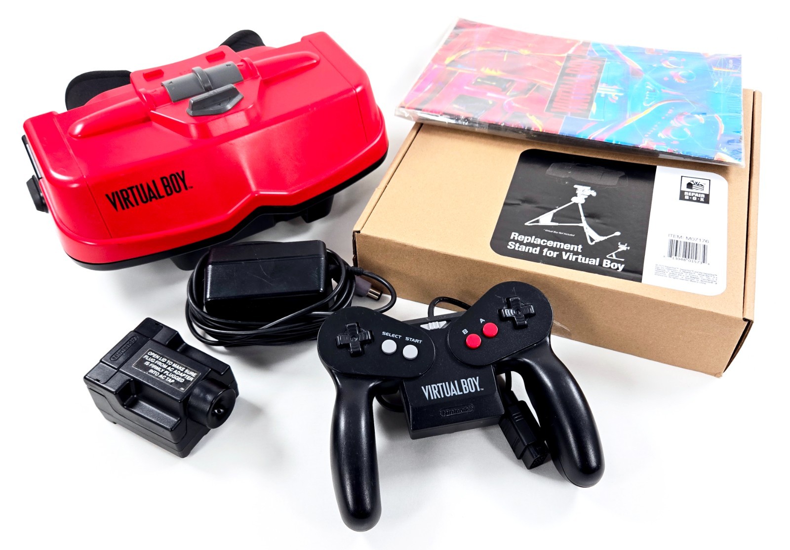 VIRTUAL BOY CONSOLE COMPLETE SET AC Pack New Ribbons Authentic Nintendo Tested
