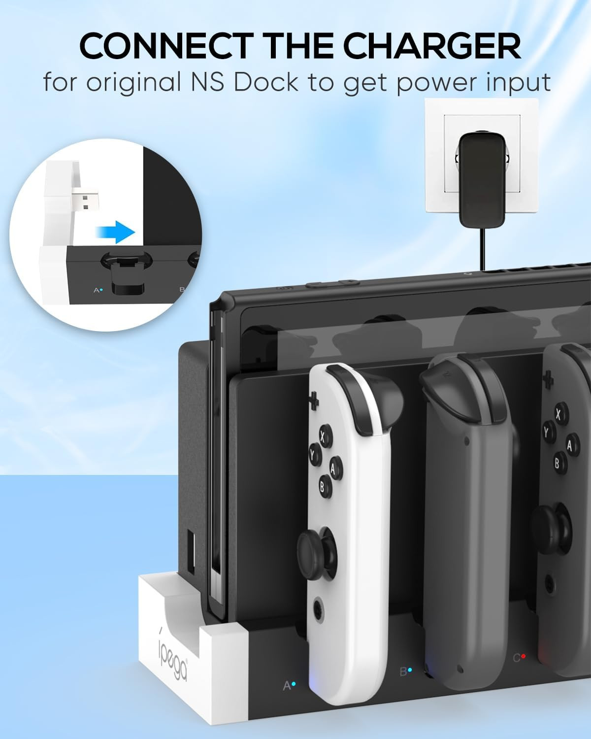 Switch 1 &OLED Controller Charger Dock, Charging Dock for Switch OLED, 4 in 1 P