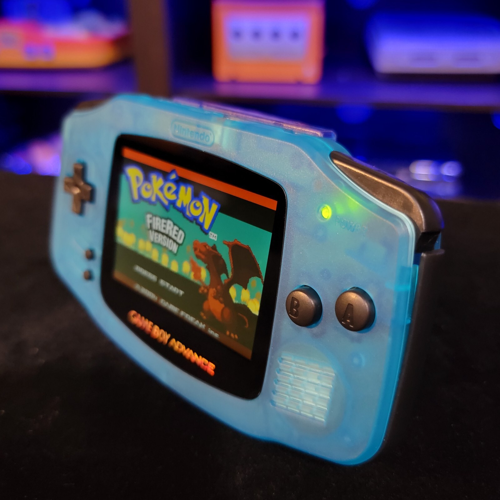 Blue Game Boy Advance GBA Console with iPS V5 Backlight Backlit LCD MOD Console