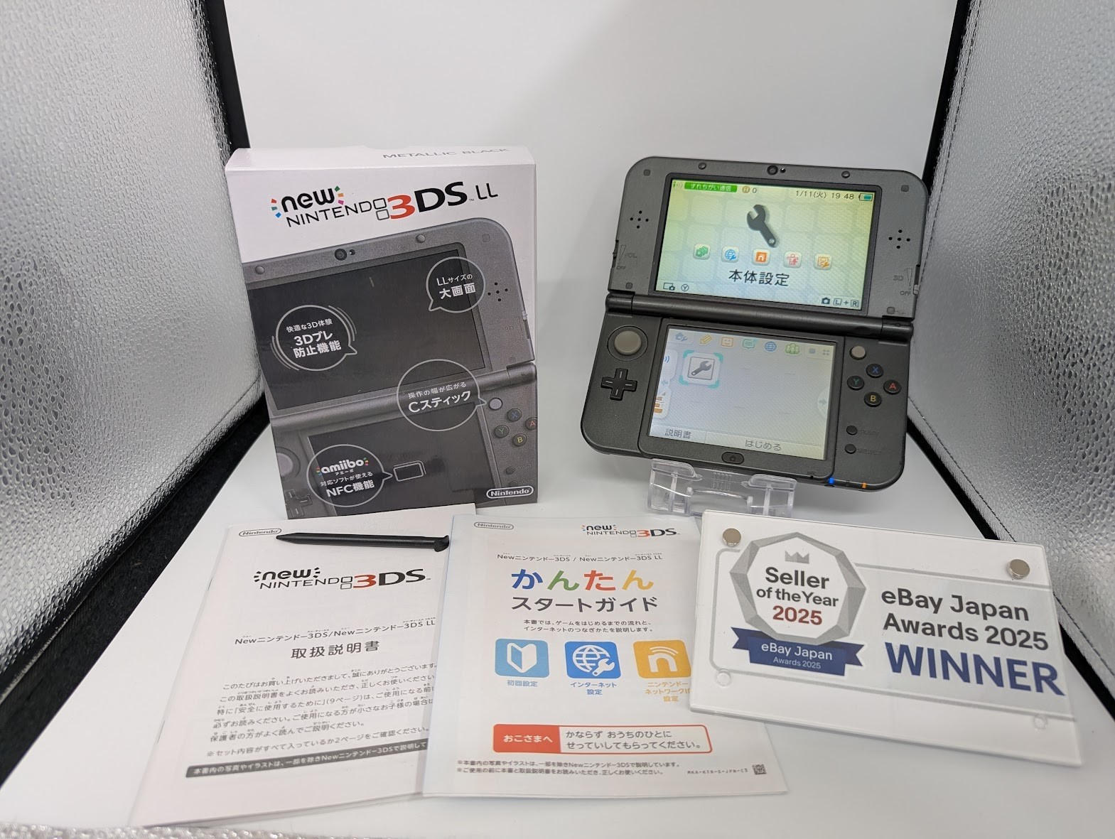 B6878 Nintendo new 3DS LL XL console Metallic Black Japan w/box manual pen fx