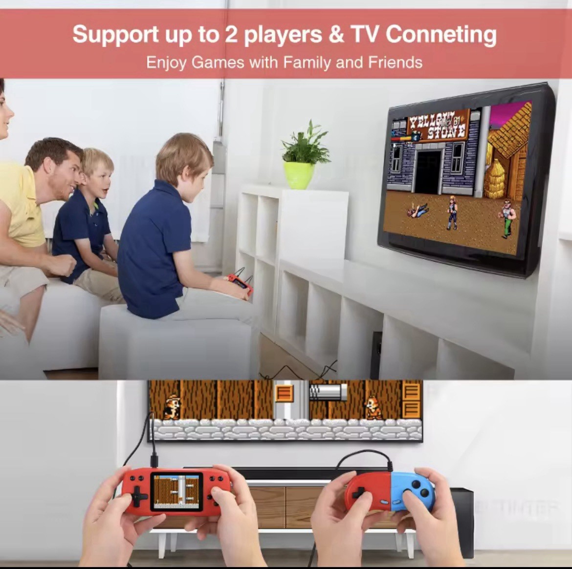 2.4 Inch Retro Portable Handheld Game Player Rechargeable Console AV Ouput New