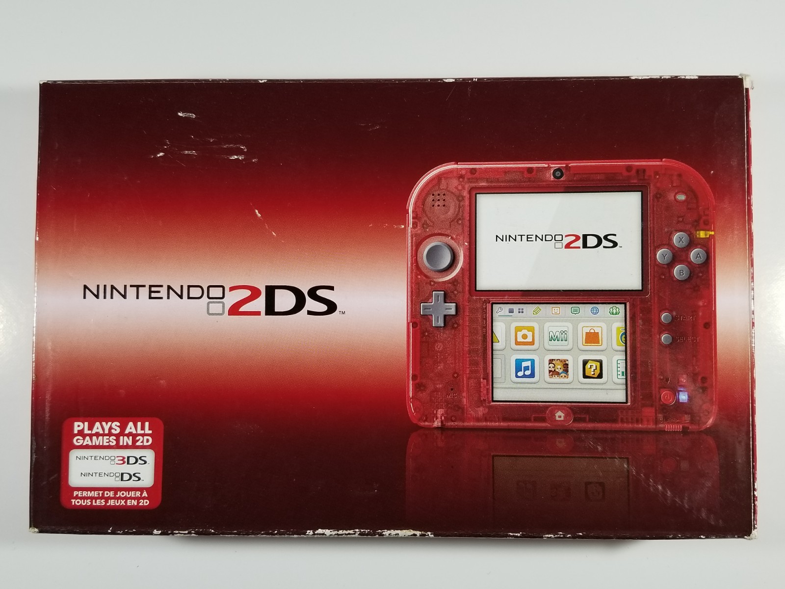 ¤ Empty Original Box Nintendo 2DS Crystal Red Handheld Console ¤ Manual Cards