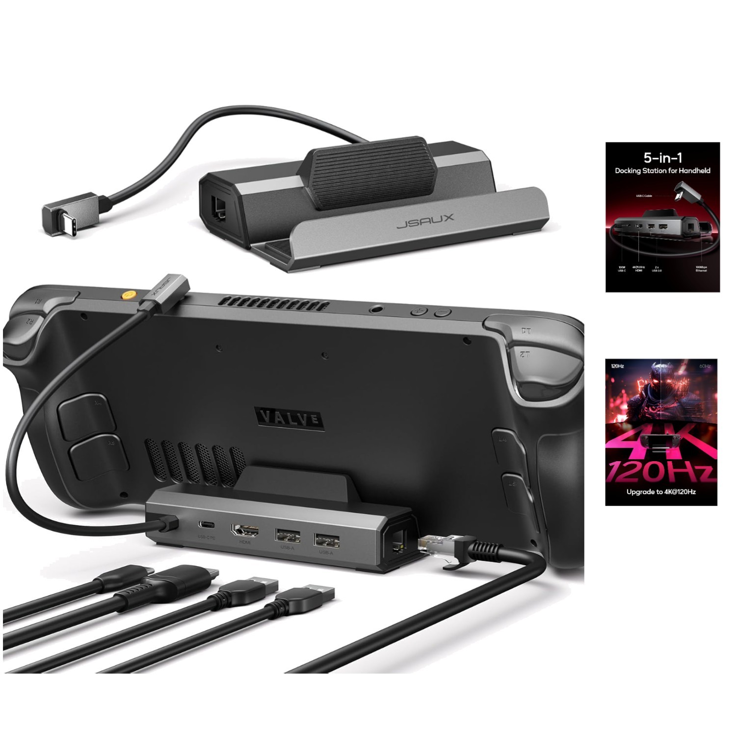 Steam Deck Docking Station 4K@120Hz: HDMI 2.1 & USB Ports for Gaming Perfection