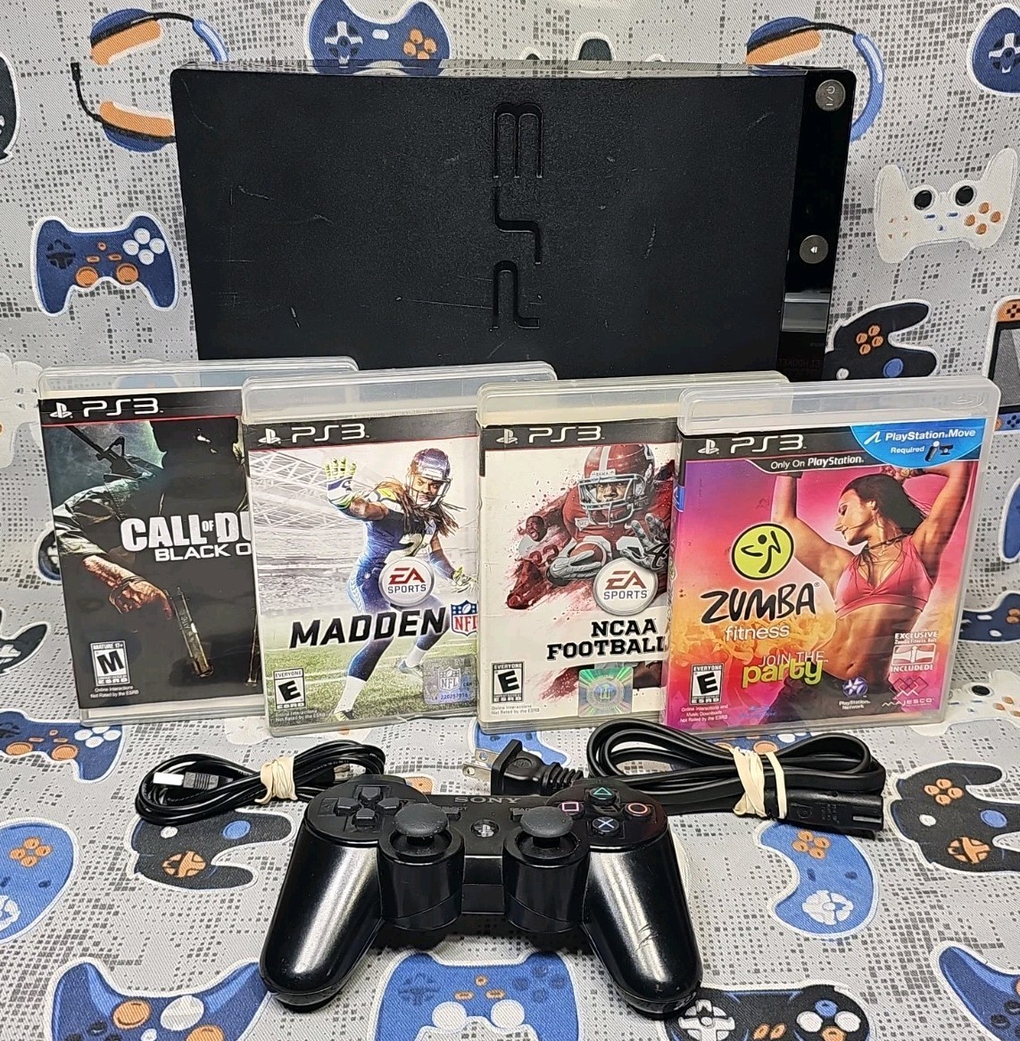Sony PlayStation 3 Slim Black Console CECH-2501A w/Controller & 4 GAMES TESTED