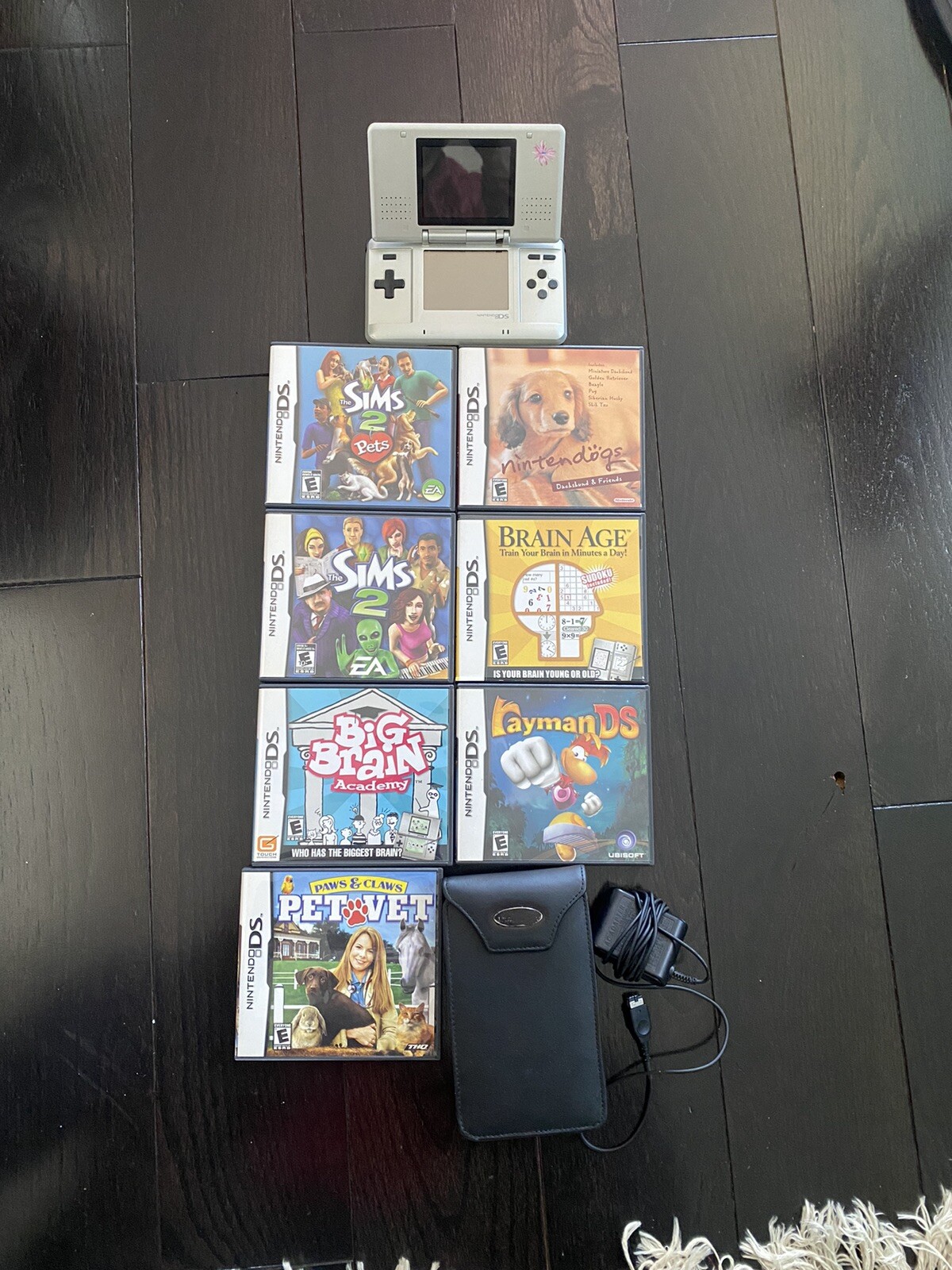 Nintendo DS Original NTR-001 Console w/ Charger – Titanium Silver with 7 games