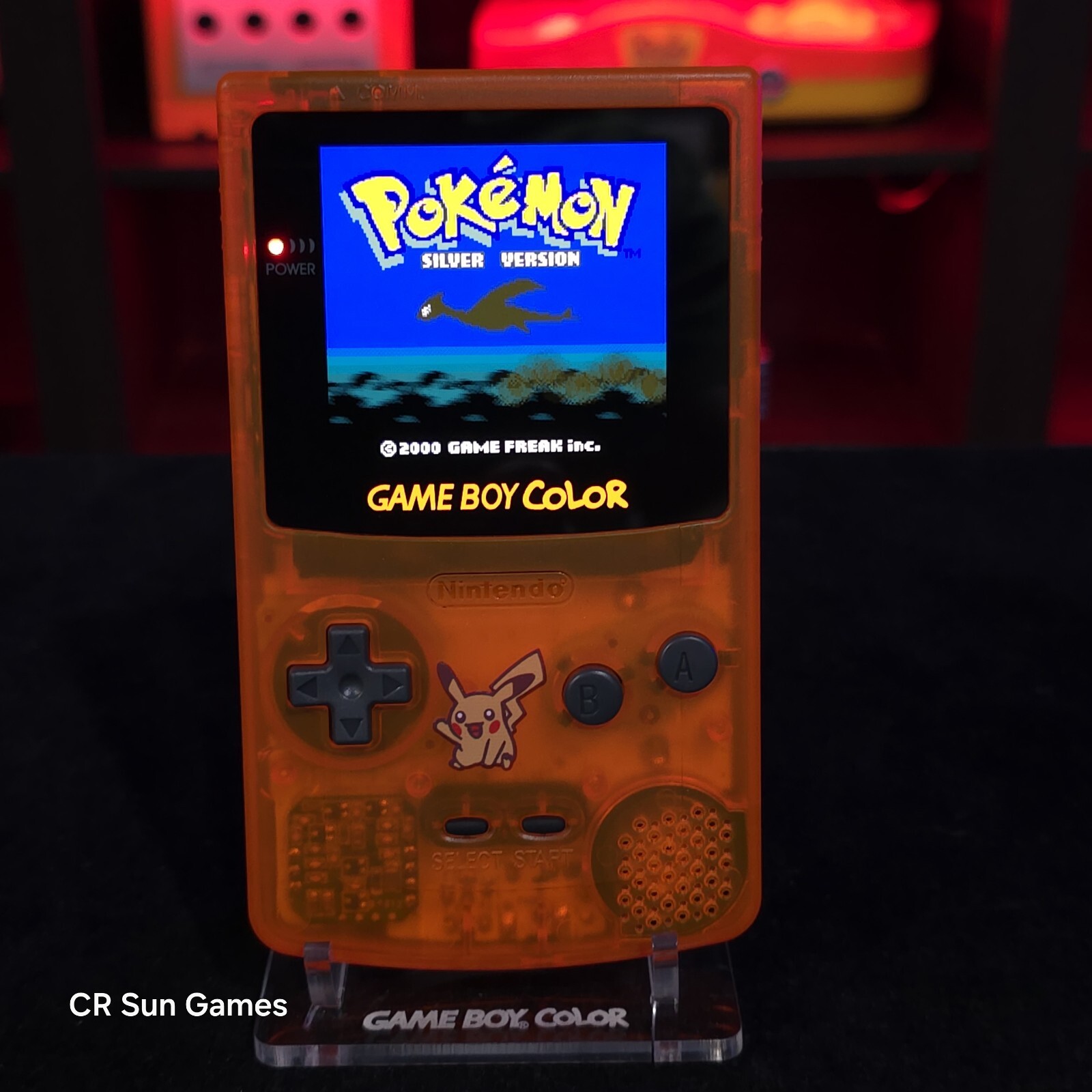 Clear Orange Gameboy Color Console OLED Touch Screen USB-C Rechargeable Battery
