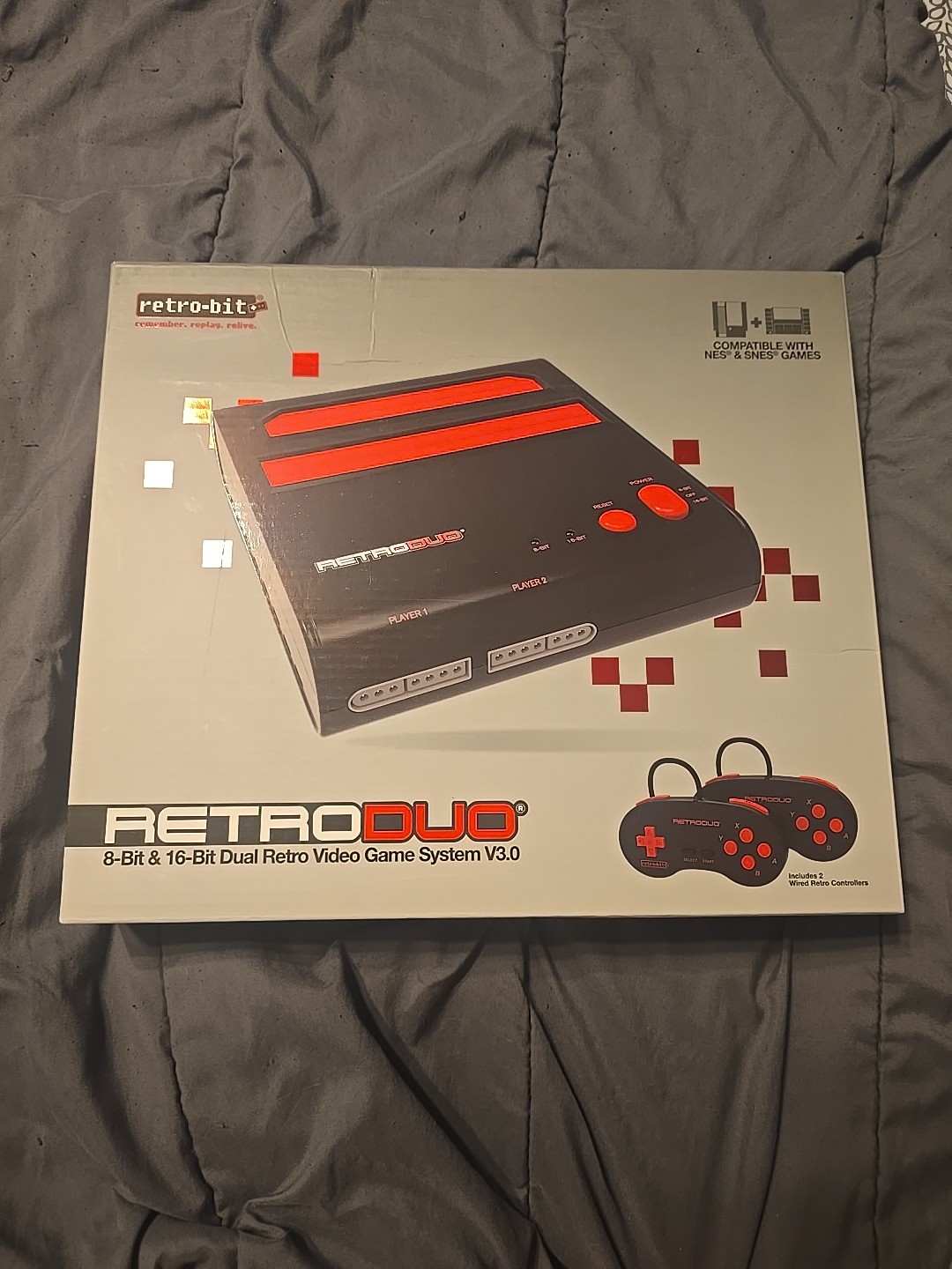 Retro-Bit retro Duo Red & Black Console NES SNES Tested And Working