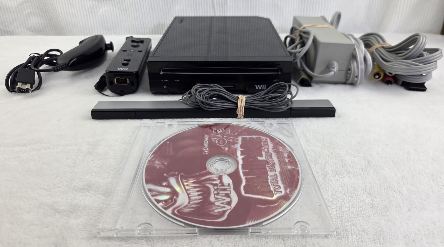 Nintendo Wii Bundle Black Family Edition RVL‑101 Tested With Rampage Total Dest.
