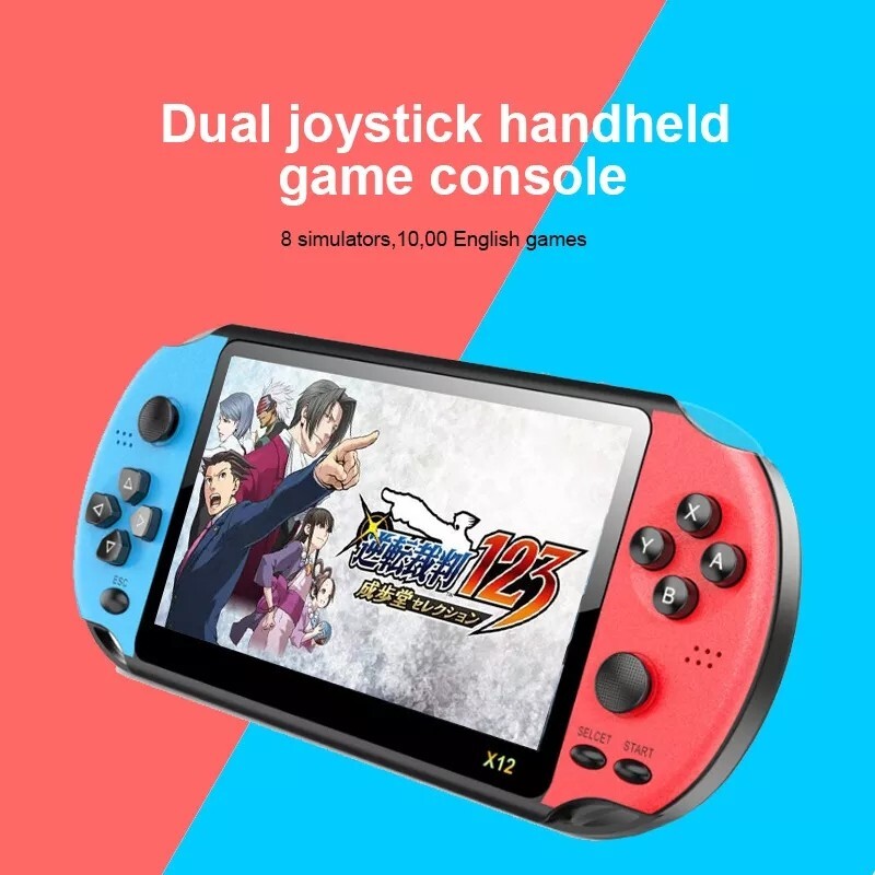 Portable Retro Game Console X12 5 Inches 2000 Built-In Games TV Connection