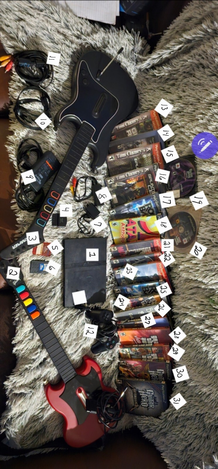 Sony PS2 Slim (Blk) LOT Console/Games/Guitars/Controller/Memory Cards/Avi hdmi