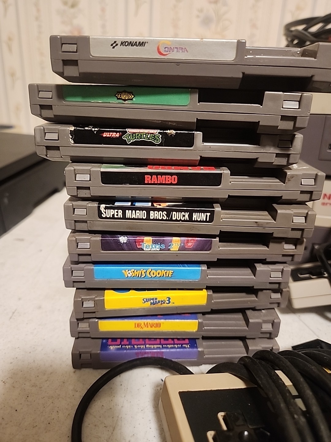Nintendo NES Lot Of 2 Consoles 10 Games 6 Controllers Contra Mario TMNT