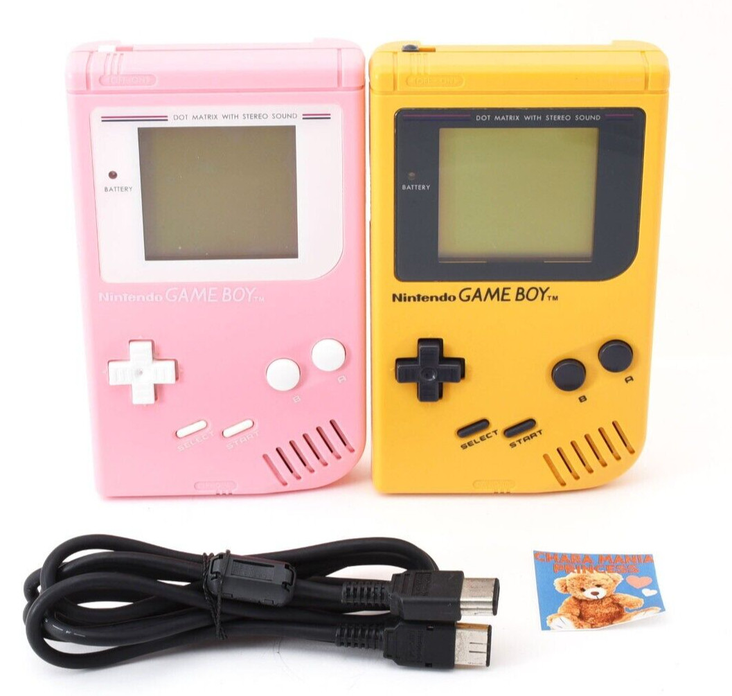 Lot 2 Nintendo Gameboy Bros. GB Console Japanese Yellow European Pink Set Tested