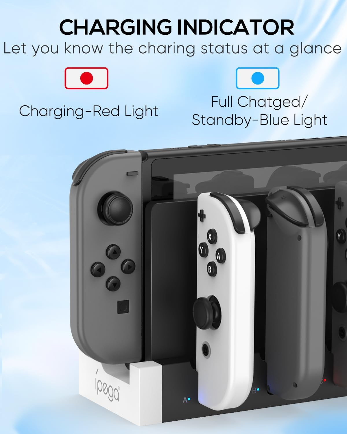 Switch 1 &OLED Controller Charger Dock, Charging Dock for Switch OLED, 4 in 1 P