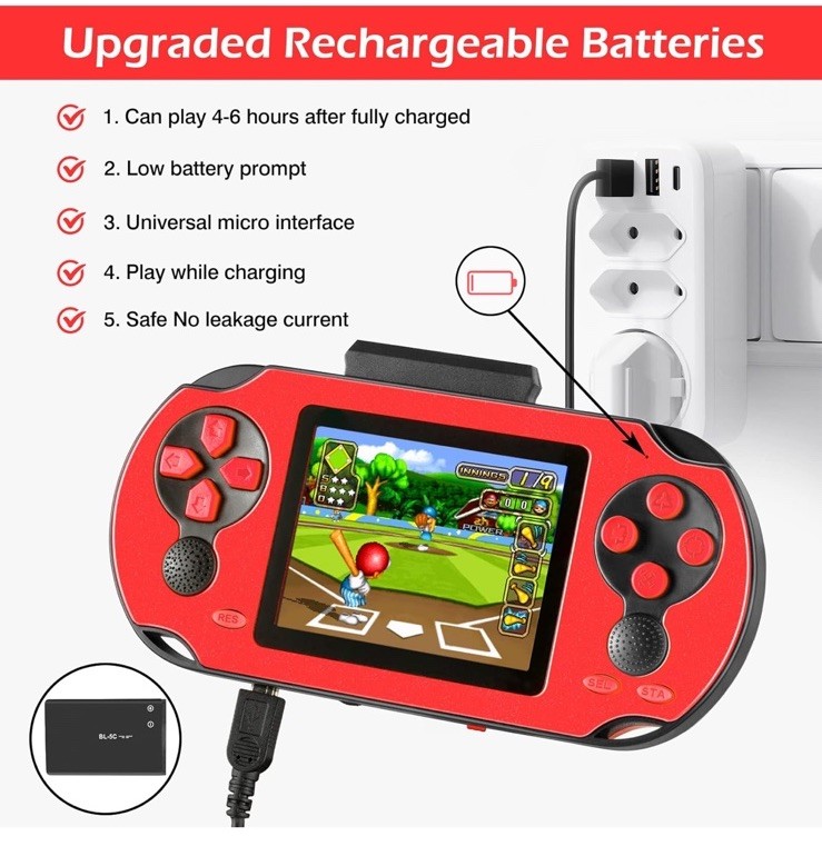 Handheld Game Console for Kids Adults, 3.0” Large Screen Preloaded 230