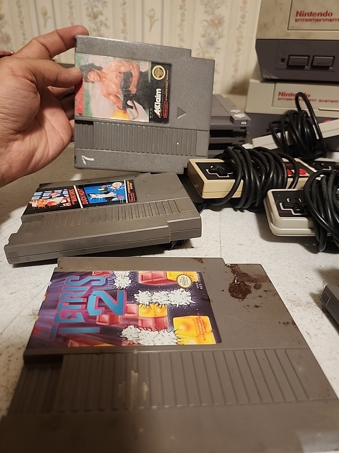 Nintendo NES Lot Of 2 Consoles 10 Games 6 Controllers Contra Mario TMNT