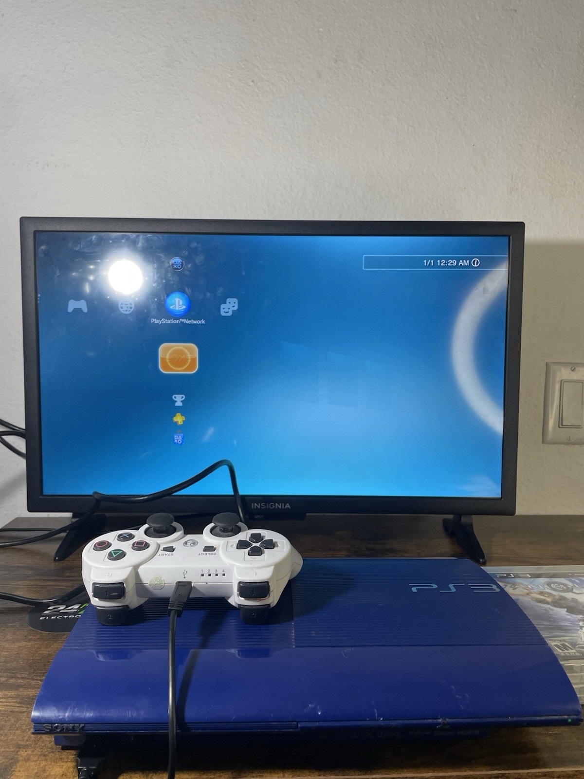 Sony PlayStation 3 PS3 Super Slim 250GB Blue CECH-4201B Bundle Controller TESTED