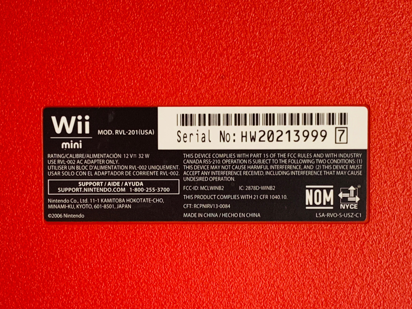 Nintendo Wii MINI Red RVL-201 TOP LOADING Console with Remote & Cords TESTED!