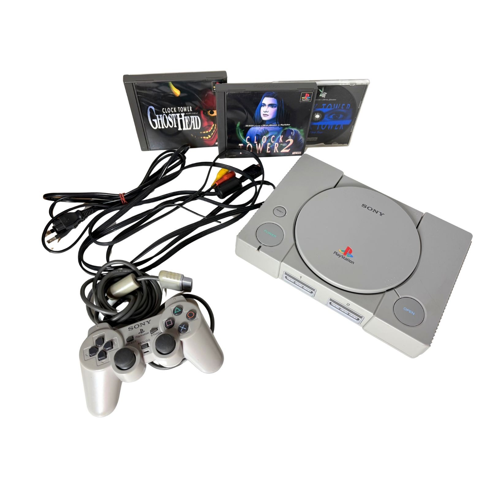Sony PS1 SCPH-7000 Console Clock Tower Horror Bundle Japan Tested