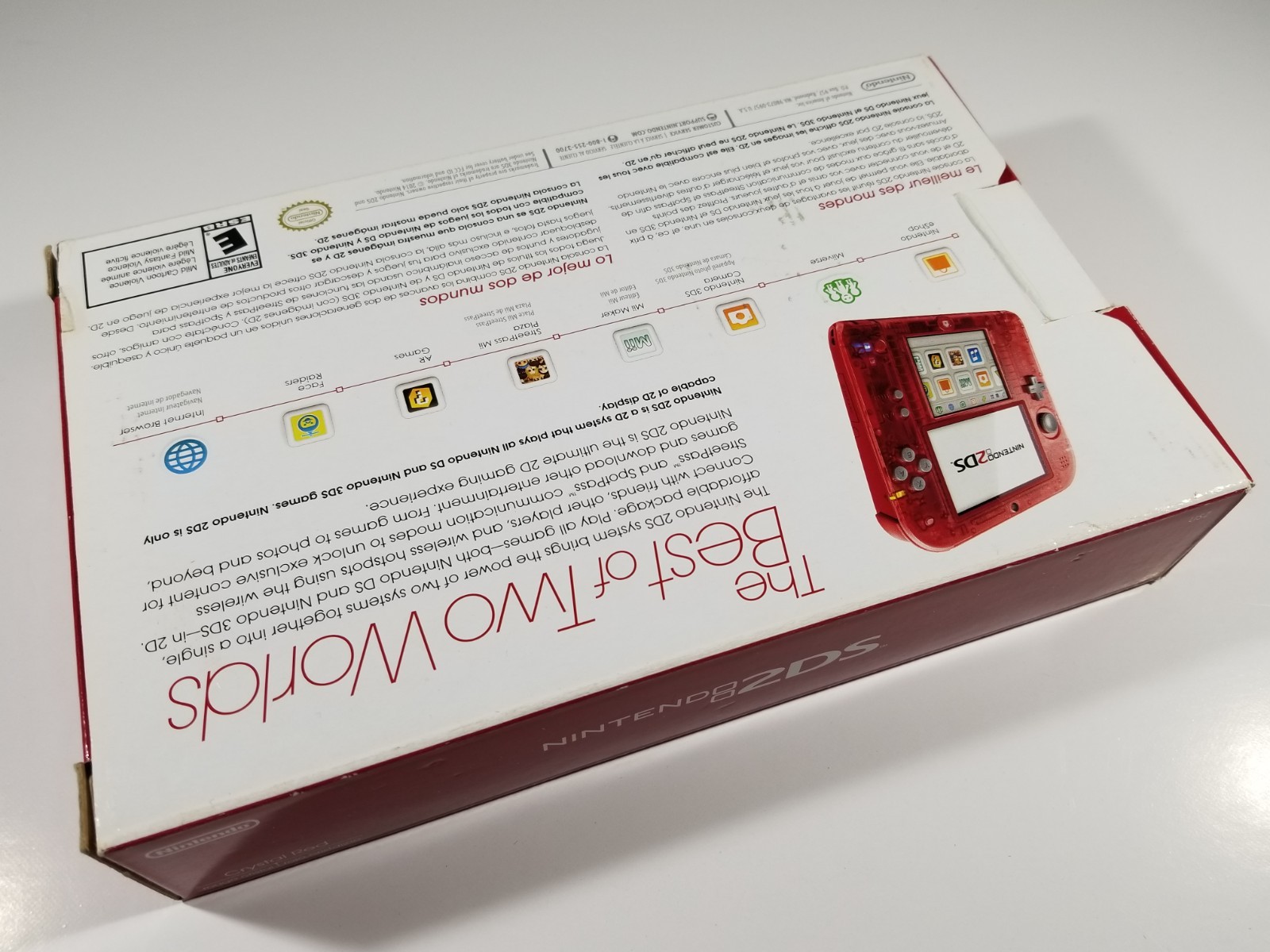 ¤ Empty Original Box Nintendo 2DS Crystal Red Handheld Console ¤ Manual Cards