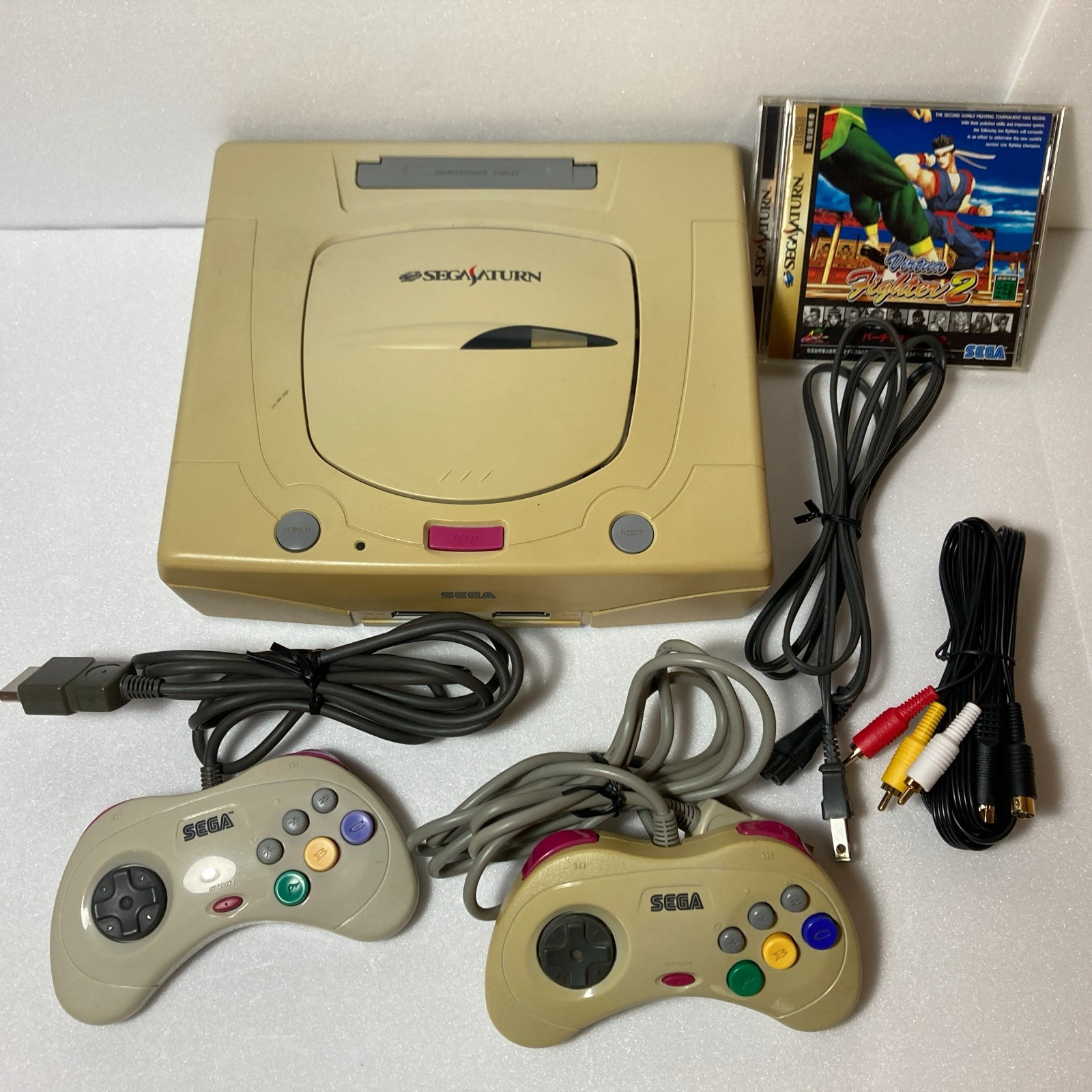 Sega Saturn Console HST-3220 System 2 Controllers Tested Japan Import + VF2