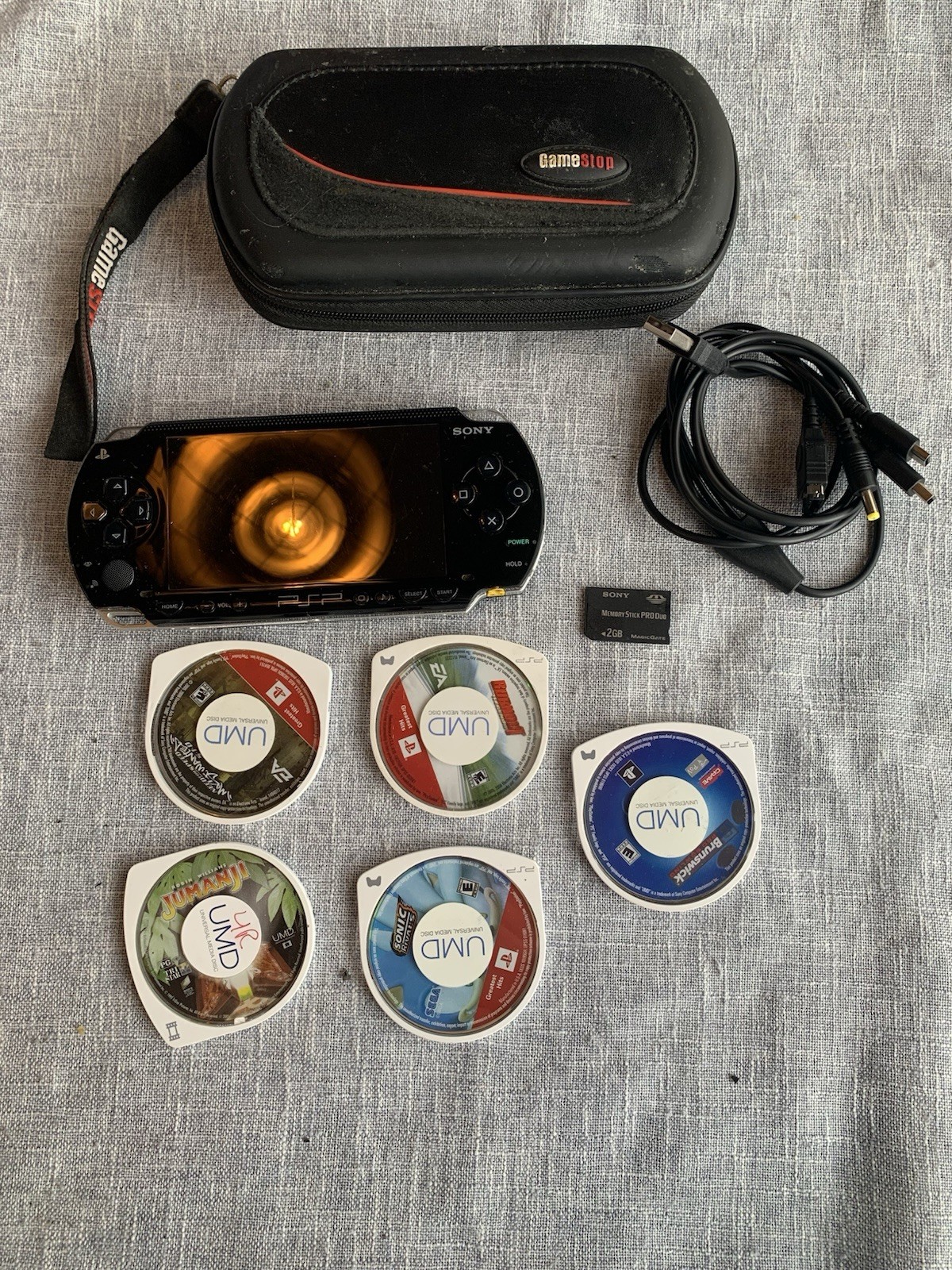 Sony PSP-1001 Black Console W/ Charger + More