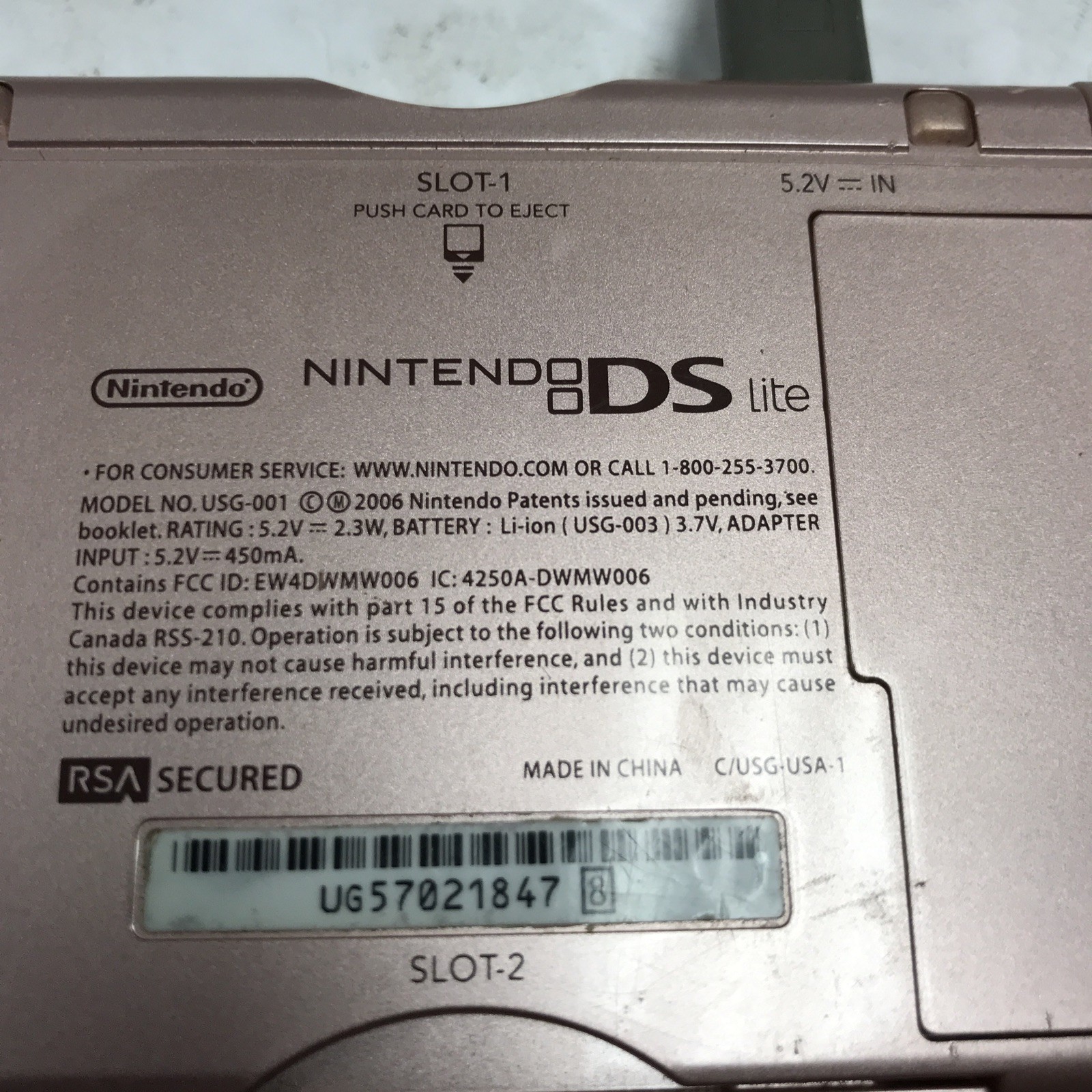 Nintendo DS Lite Pink Handheld USG-001 W/Charger *Tested* Cyclo DS 4gb