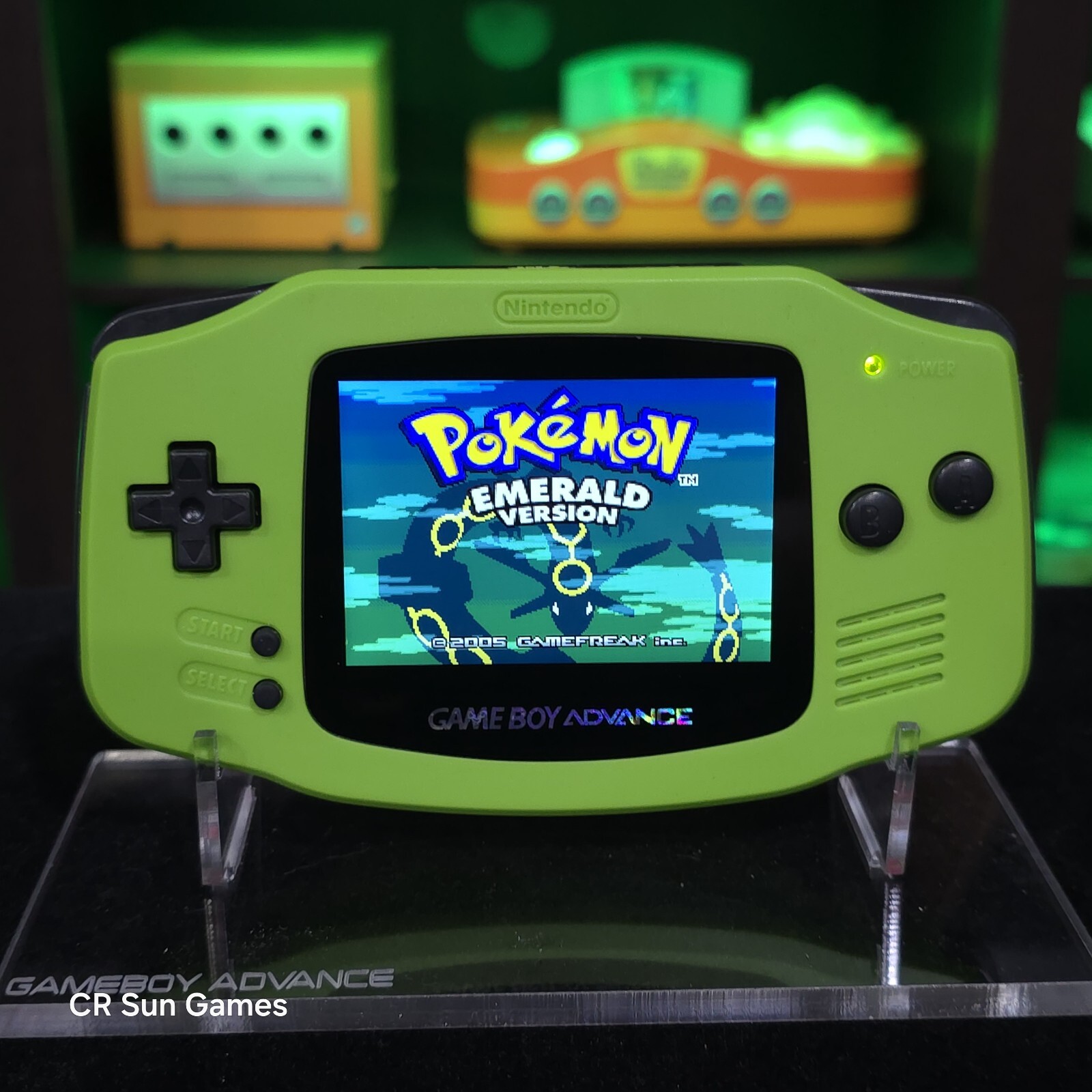 Green Game Boy Advance GBA Console with iPS V5 Backlight Backlit LCD MOD Console