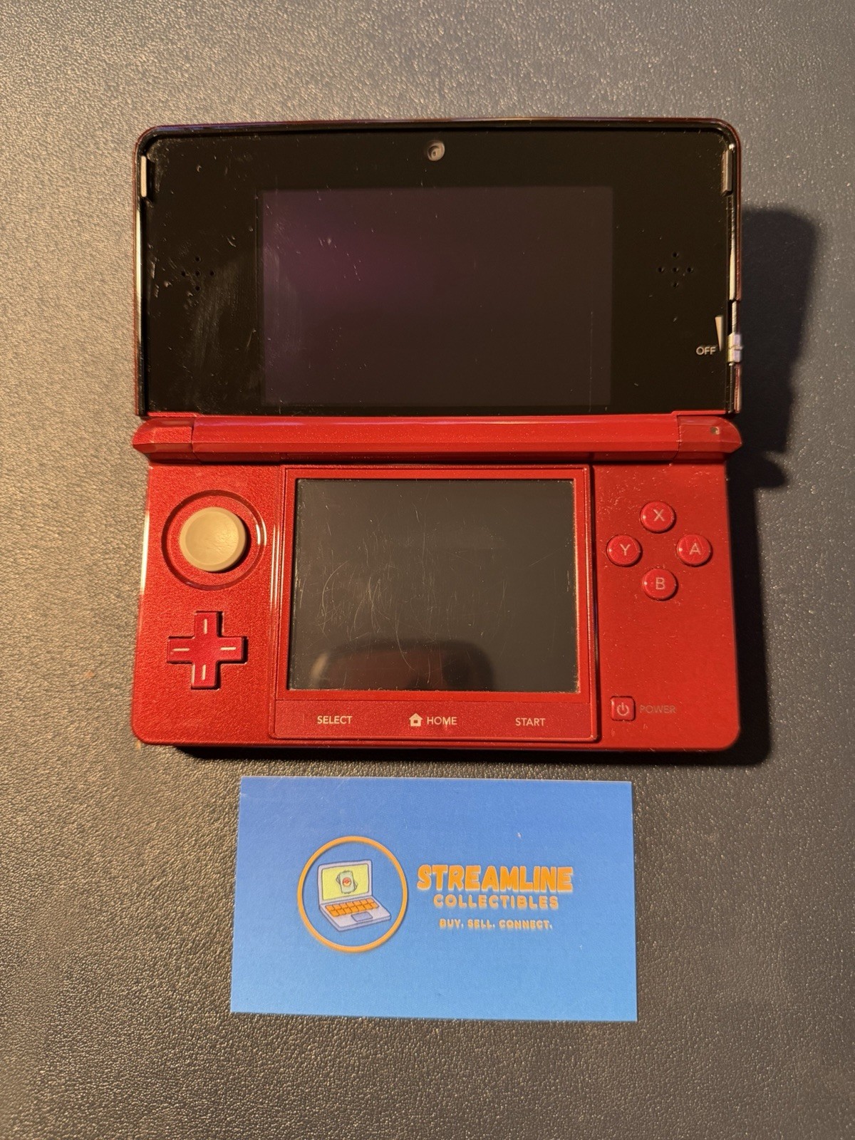Nintendo 3DS Flame Red Handheld Console System w/Box CLEANED TESTED NTSC-U/C