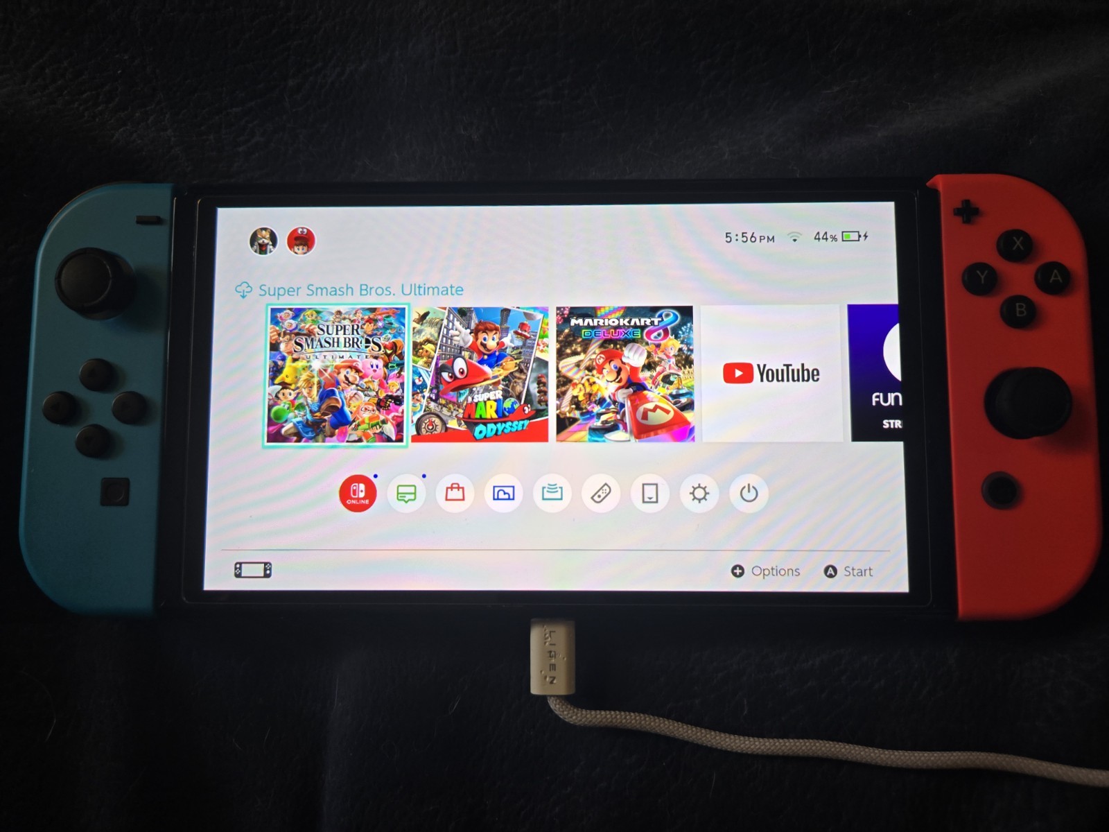 Nintendo Switch OLED Bundle W/2 Controllers, 3 Digital Mario games- USED In Box