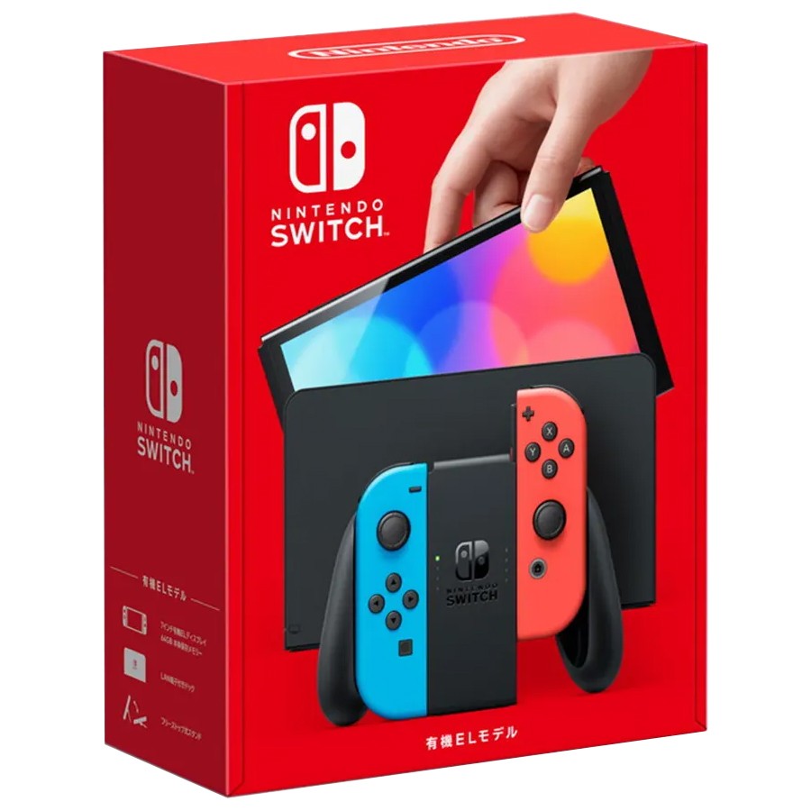 Nintendo Switch OLED with Neon Red & Neon Blue Joy-Con – Japan Import