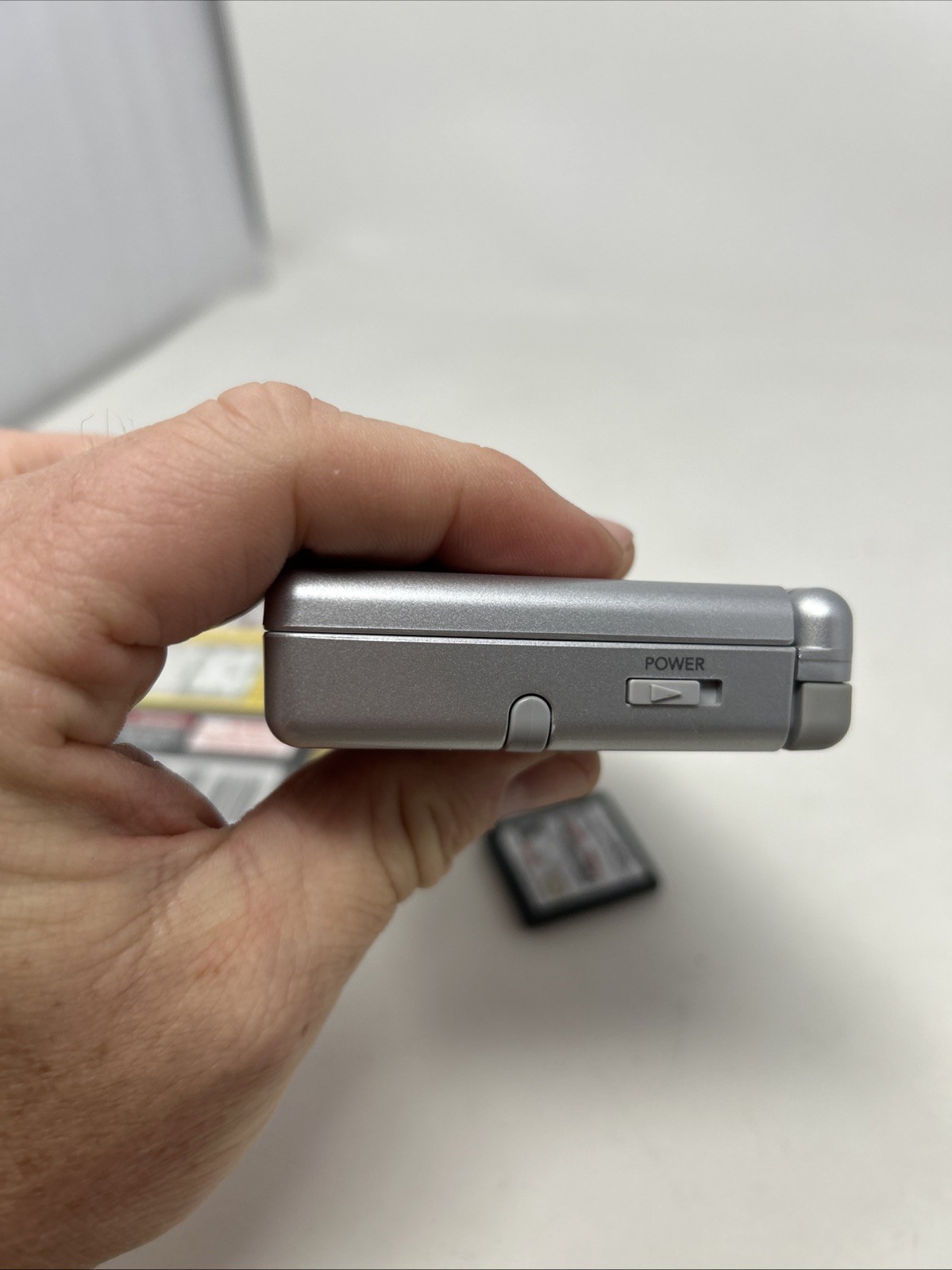 Nintendo DS Lite Silver Handheld System w/ Mario Party, Mario Kart & Brain Age